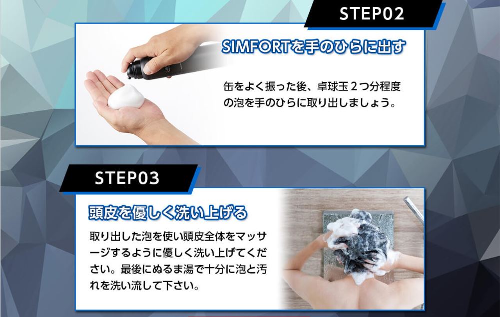 SIMFORT（シンフォート）　スパークリングスカルプシャンプーの使い方2